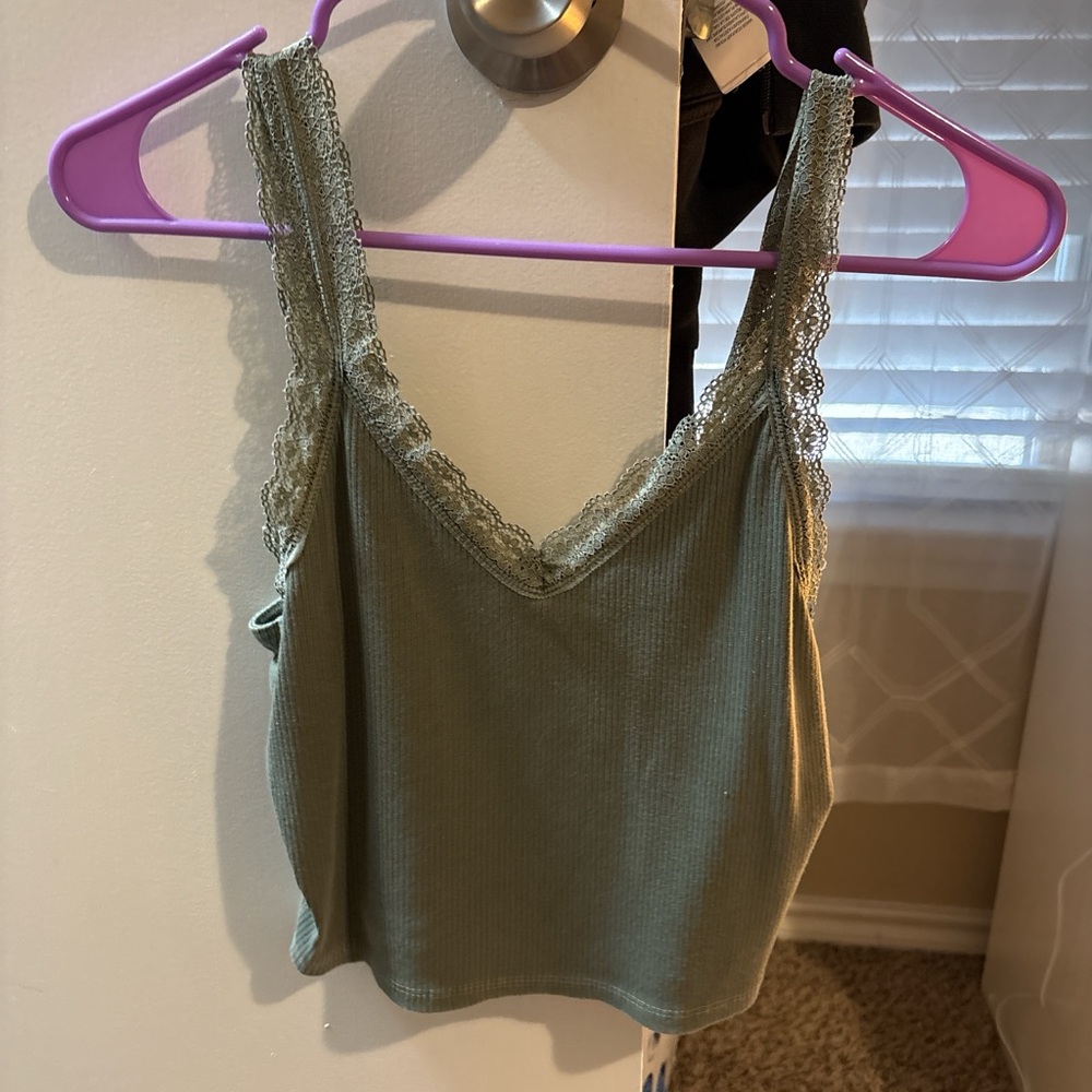American Eagle Outfitters Lace Trim Sage Camisole